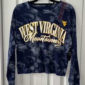 West Virginia Mountaineers Navy Tie-Dye oversized Long Sleeve Top